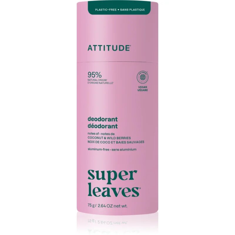 Attitude Super Leaves Natural Deodorant trdi deodorant brez aluminija Coconut & Wild Berries 75 g