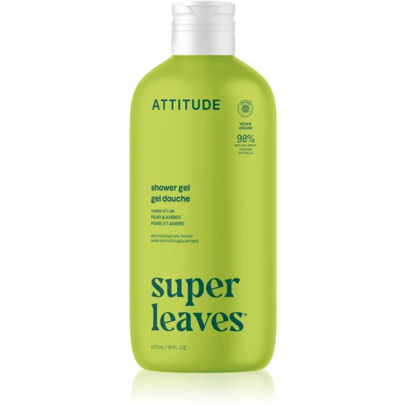Attitude Super Leaves Pear & Amber pomirjajoči gel za tuširanje 473 ml
