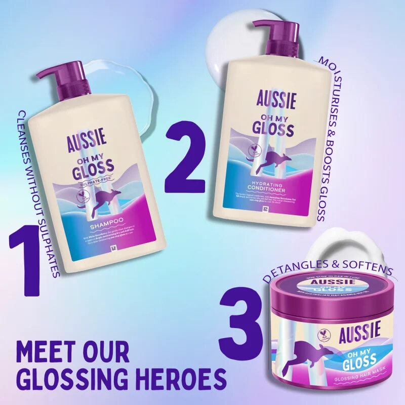 Aussie Oh My Gloss Shampoo šampon za sijaj in mehkobo las 1000 ml