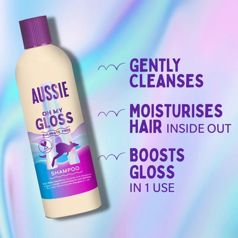 Aussie Oh My Gloss Shampoo šampon za sijaj in mehkobo las 300 ml