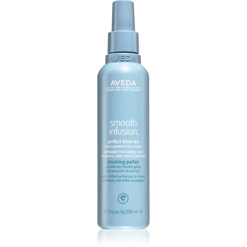 Aveda Smooth Infusion™ Perfect Blow Dry gladilno pršilo za sušenje s sušilcem proti krepastim lasem 200 ml