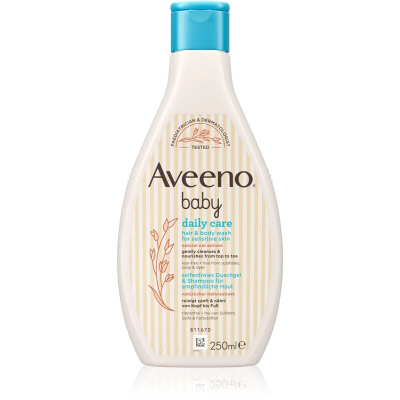 Aveeno Baby Daily Care gel za umivanje za telo in lase za otroke od rojstva 250 ml