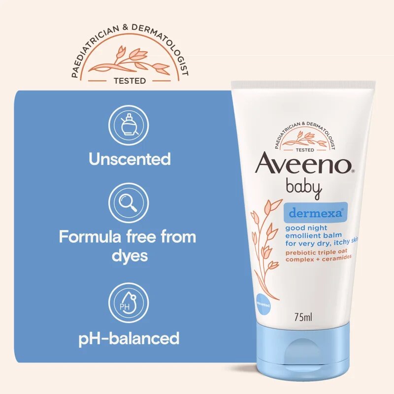 Aveeno Baby Dermexa Emolientni balzam za lahko noč 75 ml