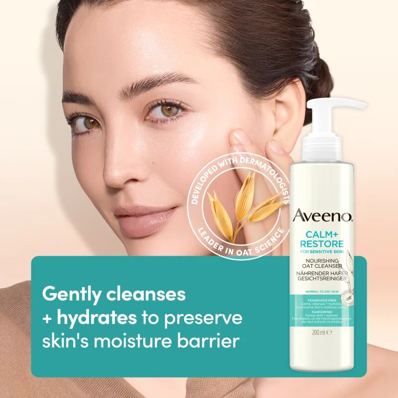 Aveeno Calm + Restore čistilni gel za obraz za občutljivo kožo 200 ml