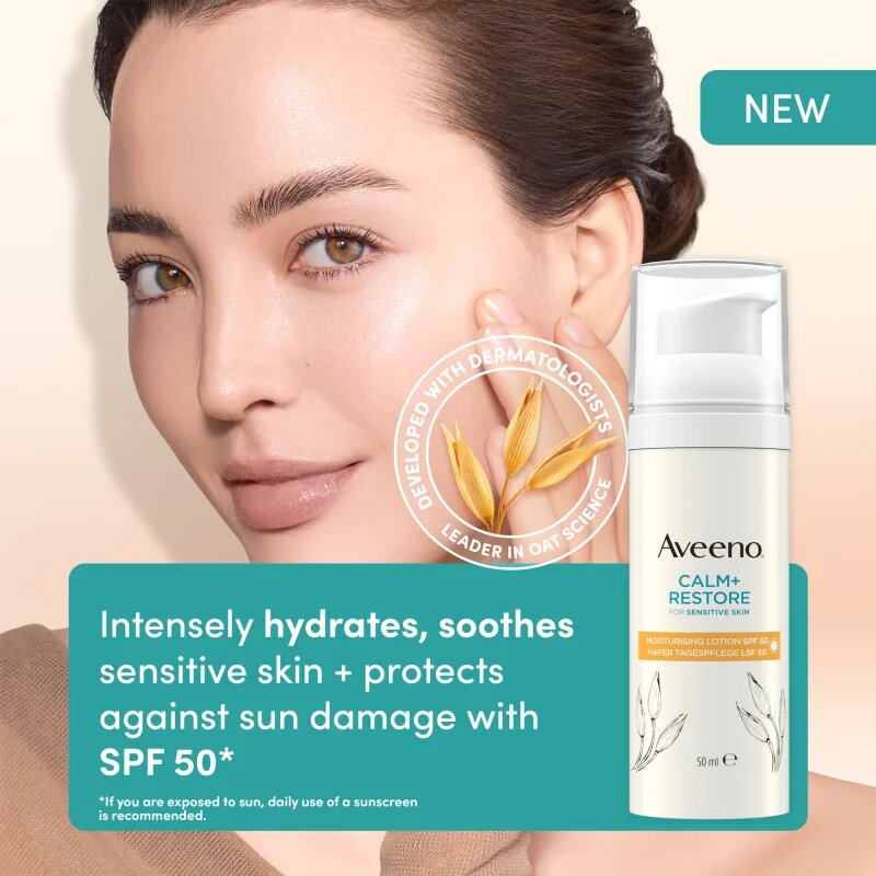 Aveeno Calm + Restore vlažilni losjon za obraz SPF 50 50 ml