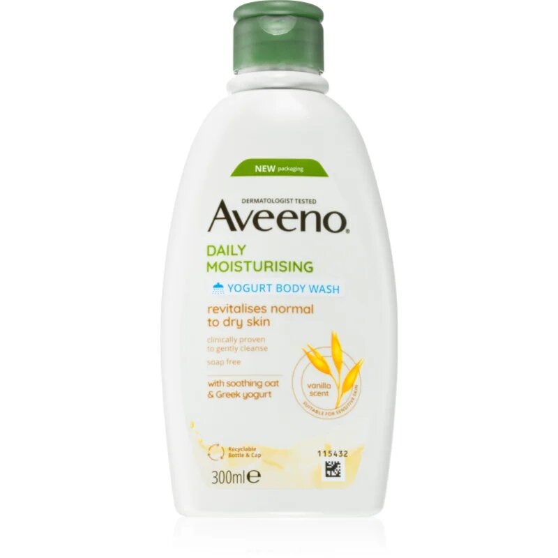 Aveeno Daily Moisturising Yoghurt body wash hranilni gel za prhanje Vanilla & Yoghurt 300 ml
