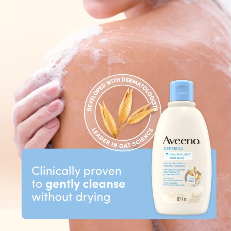 Aveeno Dermexa Daily Emollient Body Wash pomirjajoči gel za tuširanje 300 ml
