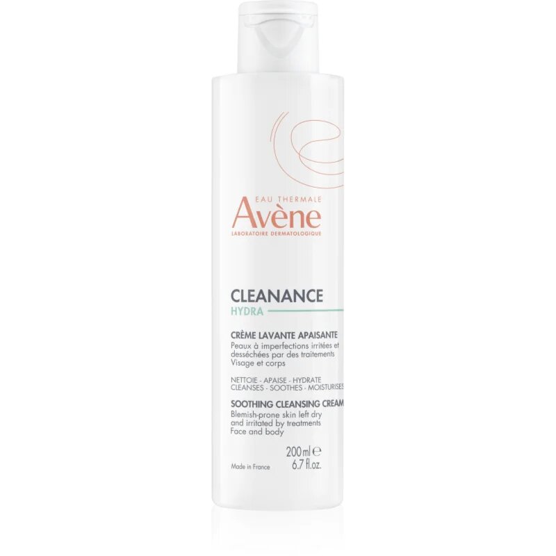 Avène Cleanance Hydra pomirjajoča čistilna krema za izsušeno in razdraženo kožo zaradi zdravljenja aken 200 ml