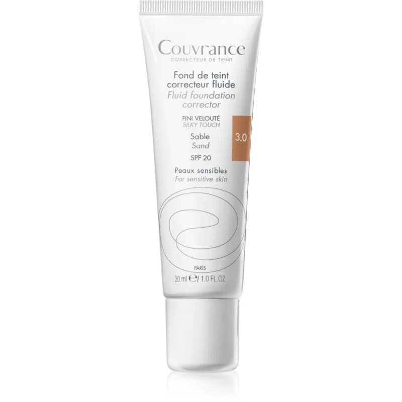 Avène Couvrance Fluid Foundation Corrector prekrivni tekoči puder SPF 20 odtenek 3.0 Sand 30 ml