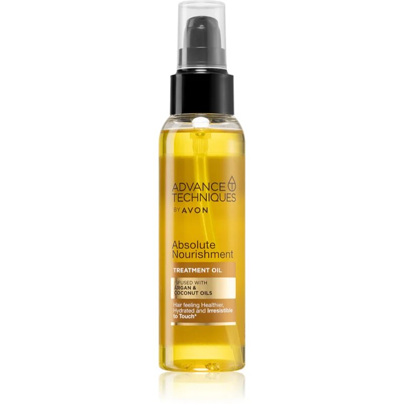 Avon Advance Techniques Absolute Nourishment hranilno olje za lase z arganovim oljem s kokosovim oljem 100 ml
