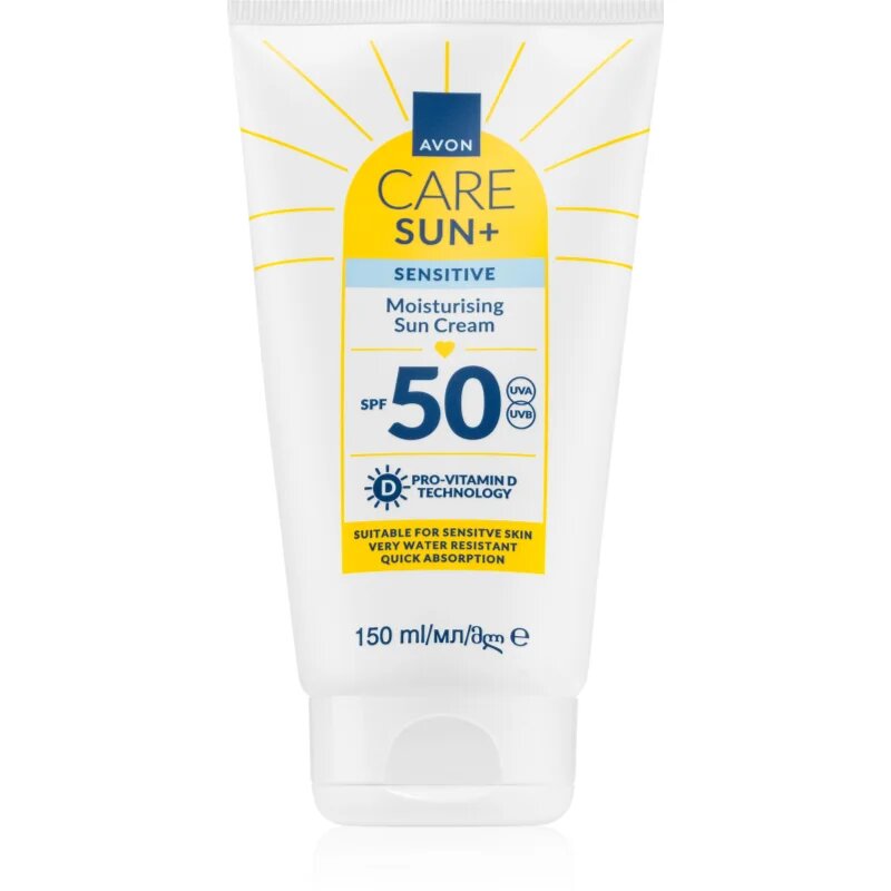 Avon Care Sun + Sensitive vlažilna krema za sončenje za občutljivo kožo SPF 50 150 ml