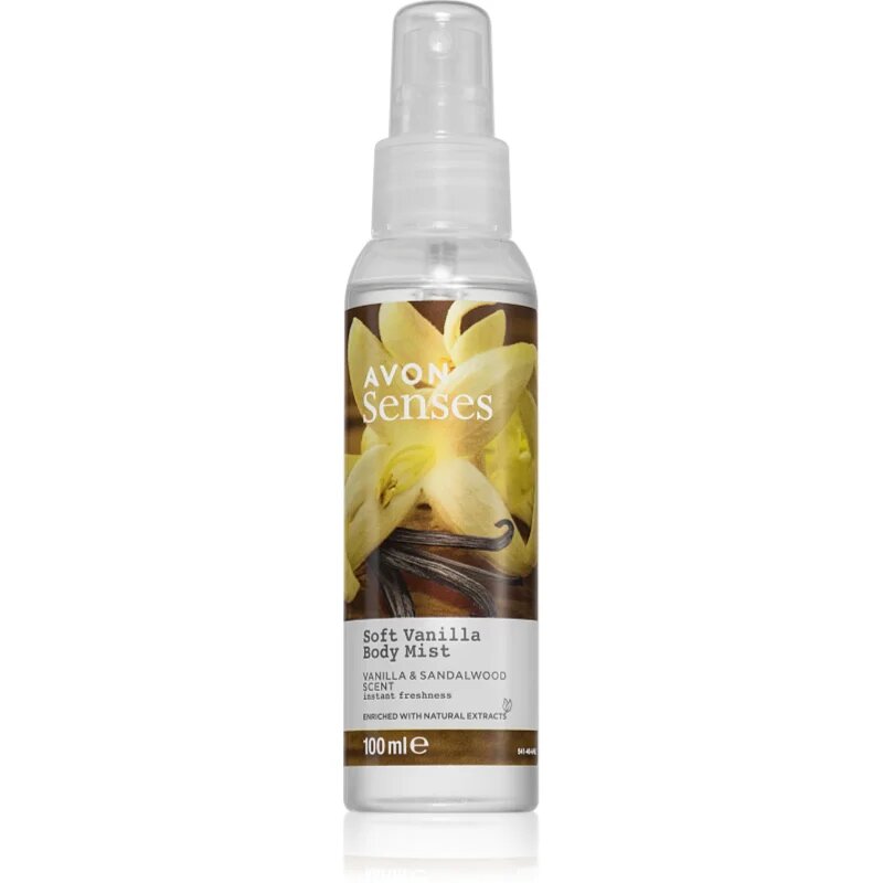 Avon Naturals Care Vanilla & Sandalwood osvežilno pršilo za telo z vanilijo in sandalovino 100 ml