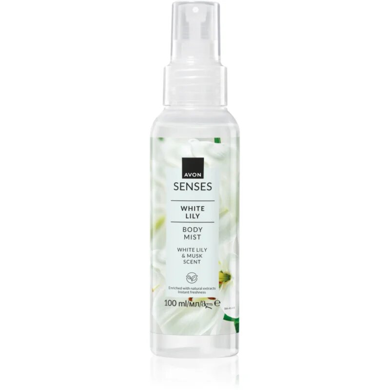 Avon Senses White Lily & Musk osvežujoče pršilo za telo 100 ml