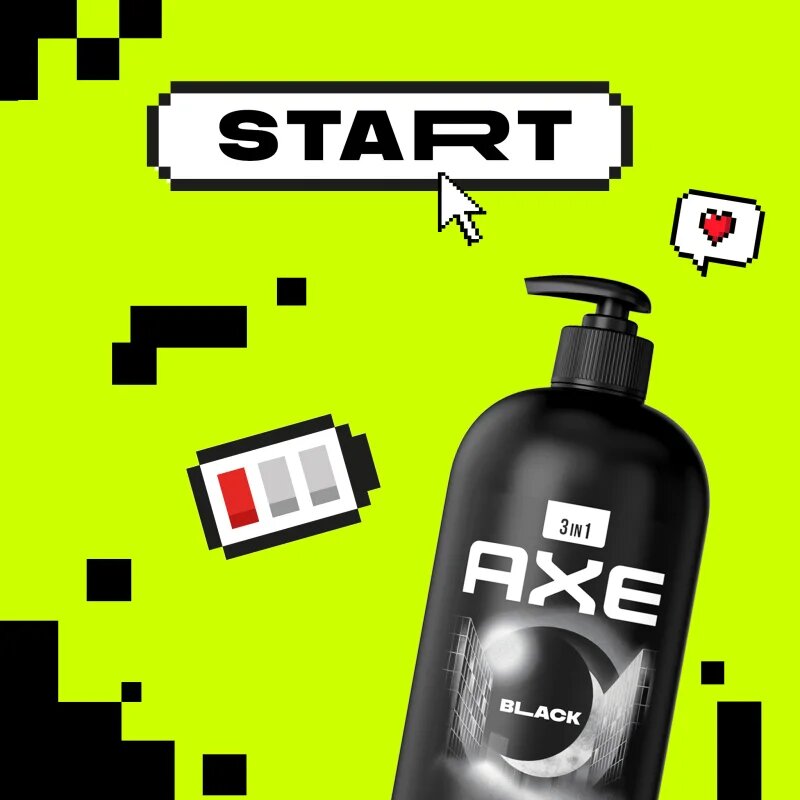 Axe Black gel za prhanje za obraz telo in lase 900 ml