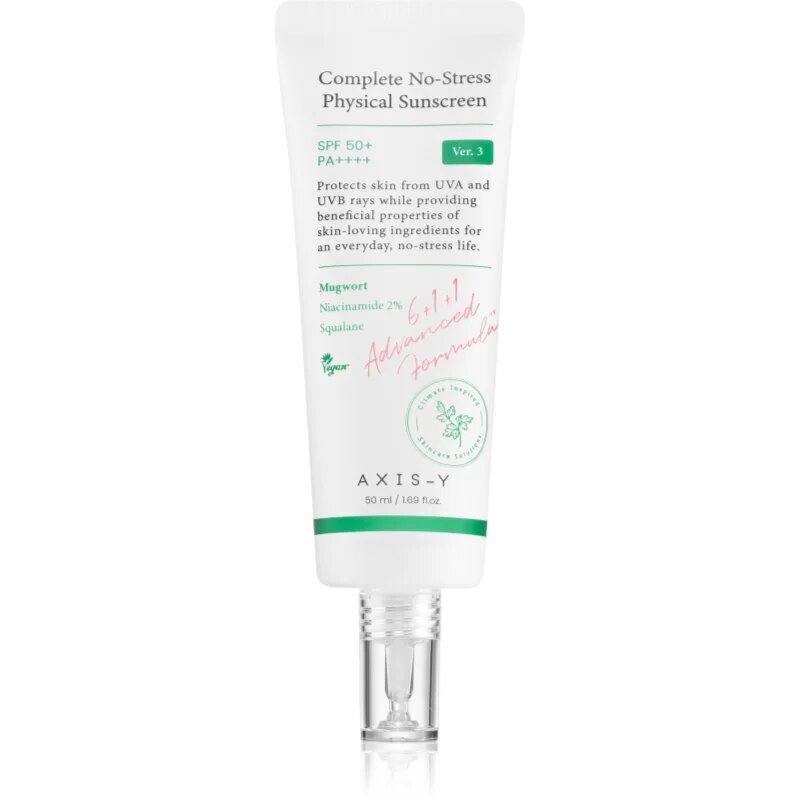 AXIS-Y 6+1+1 Advanced Formula Complete No-Stress Physical Sunscreen lahka zaščitna krema za obraz SPF 50+ 50 ml