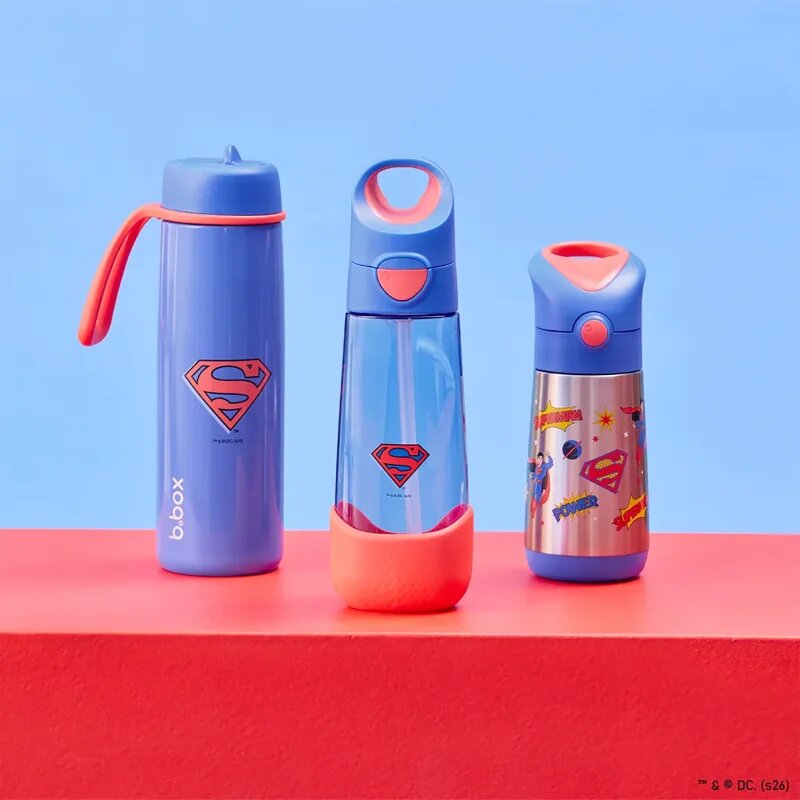 B.Box Superman steklenička s slamico 600 ml