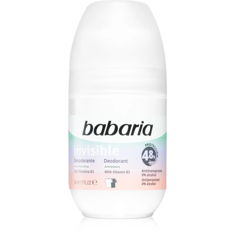 Babaria Deodorant Invisible antiperspirant roll-on proti belim in rumenim madežem 50 ml