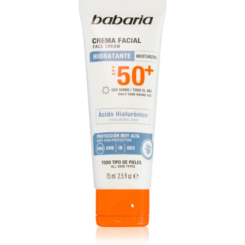 Babaria Sun Face vodoodporna krema za sončenje za obraz SPF 50+ 75 ml
