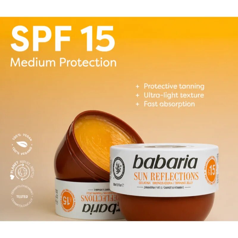 Babaria Tanning Jelly Sun Reflections zaščitni gel SPF 15 300 ml