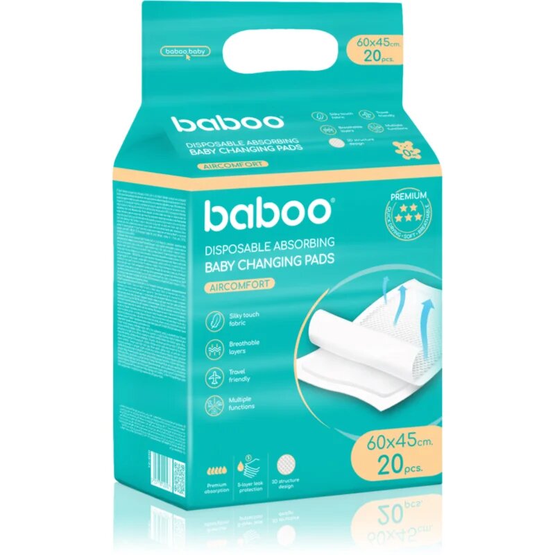 Baboo AirComfort Disposable Absorbing Changing Pads previjalne podloge za enkratno uporabo 60×45 cm 20 kos