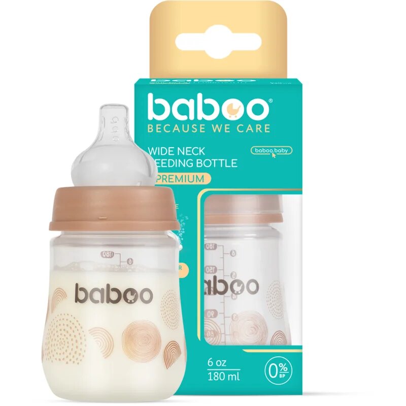 Baboo Anti-colic Feeding Bottle antikolična steklenička za otroke od rojstva Au Naturale 0 m+ 1 kos