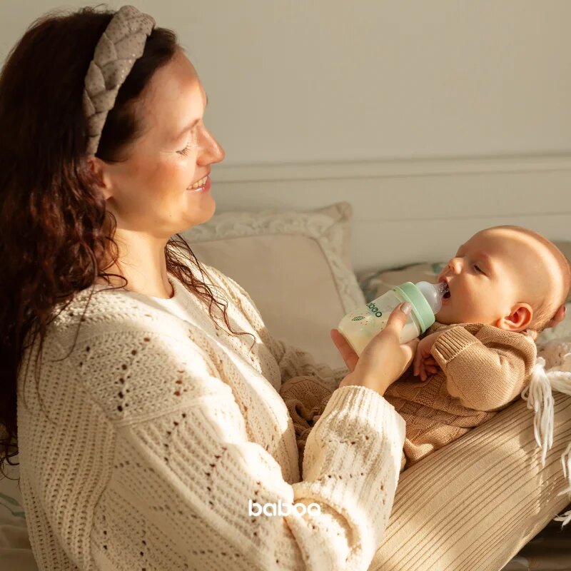 Baboo Anti-colic Feeding Bottle antikolična steklenička za otroke od rojstva Peachy Keen 0 m+ 1 kos