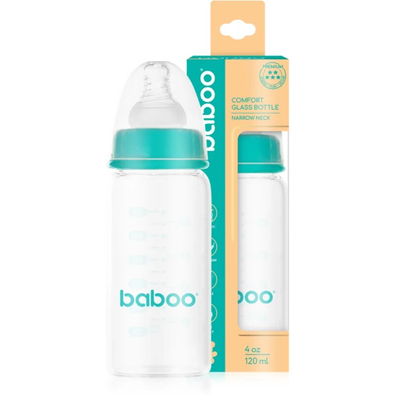 Baboo Anti-Colic Glass Bottle steklenička z ventilom proti kolikam 0m+ 120 ml