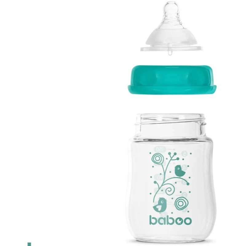 Baboo Anti-colic Glass Feeding Bottle Wide Neck steklenička za dojenčke 0m+ 1 kos