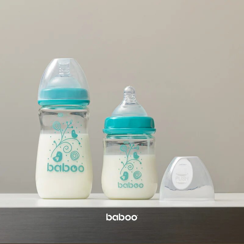 Baboo Anti-colic Glass Feeding Bottle Wide Neck steklenička za dojenčke 0m+ 1 kos