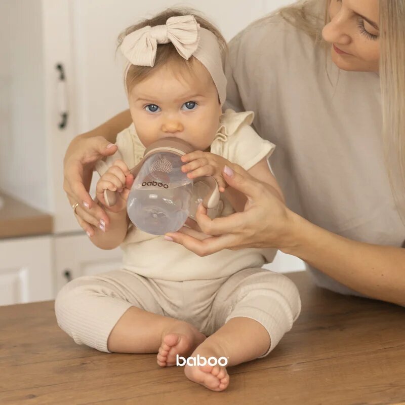 Baboo Cup with Silicone Spout skodelica z ročaji Au Naturale 6m+ 1 kos