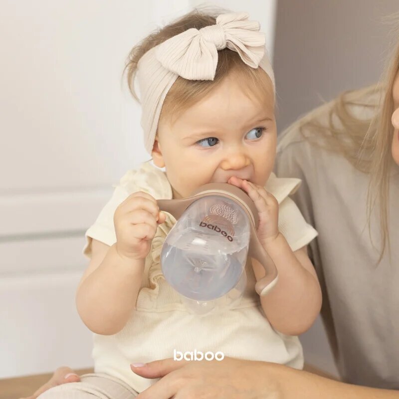 Baboo Cup with Silicone Spout skodelica z ročaji Au Naturale 6m+ 1 kos