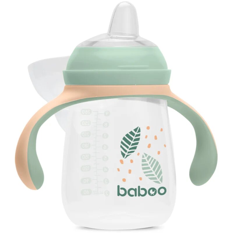 Baboo Cup with Silicone Spout skodelica z ročaji Peachy Keen 6m+ 1 kos