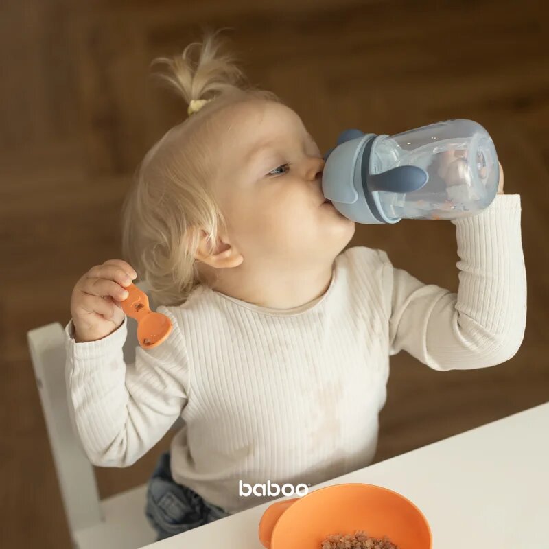 Baboo Cup with Silicone Straw skodelica s slamico Blue Haze 9m+ 1 kos