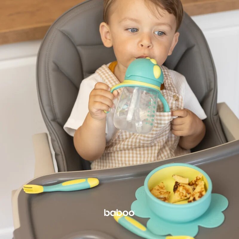 Baboo Cup with Silicone Straw skodelica s slamico Lagoon Fiesta 9m+ 1 kos