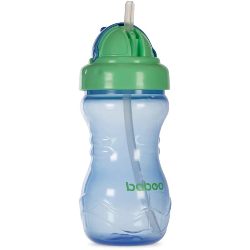 Baboo Cup with Silicone Straw steklenička s slamico Blue 9m+ 360 ml