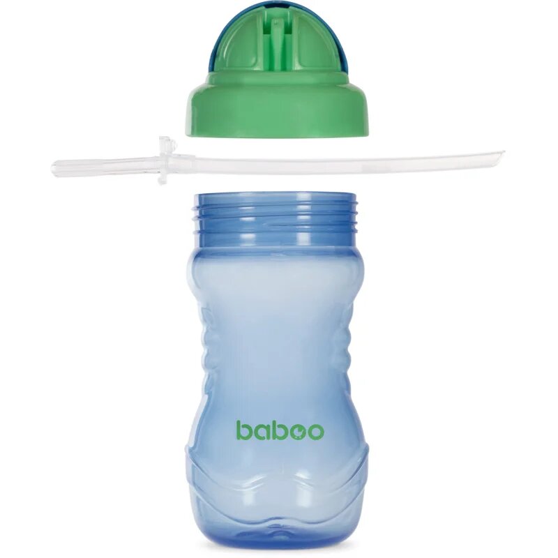 Baboo Cup with Silicone Straw steklenička s slamico Blue 9m+ 360 ml