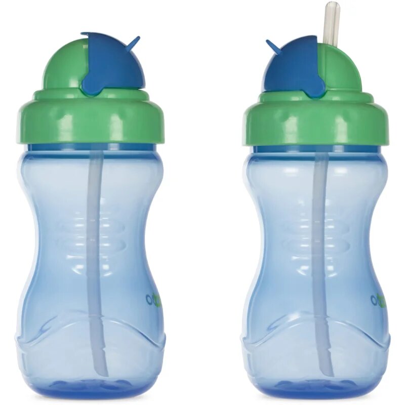 Baboo Cup with Silicone Straw steklenička s slamico Blue 9m+ 360 ml
