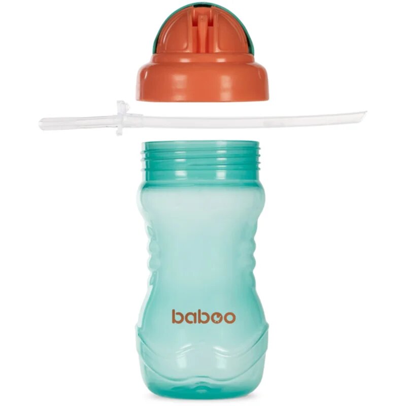 Baboo Cup with Silicone Straw steklenička s slamico Green 9m+ 360 ml