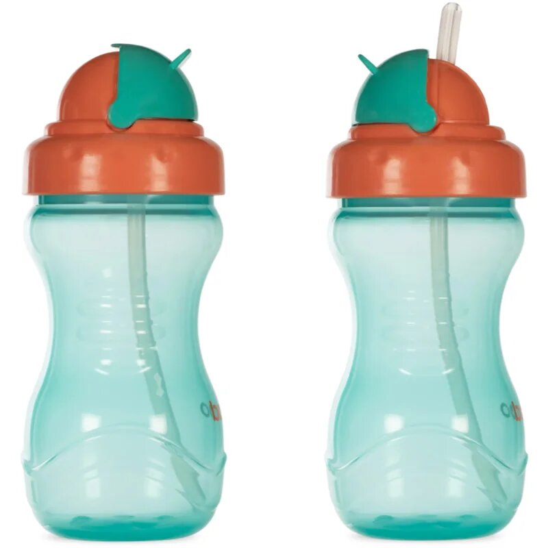 Baboo Cup with Silicone Straw steklenička s slamico Green 9m+ 360 ml