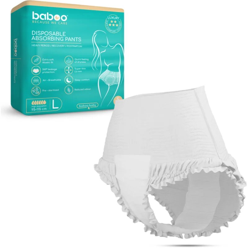 Baboo Disposable Absorbing Pants hlačne plenice za enkratno uporabo velikost L 5 kos