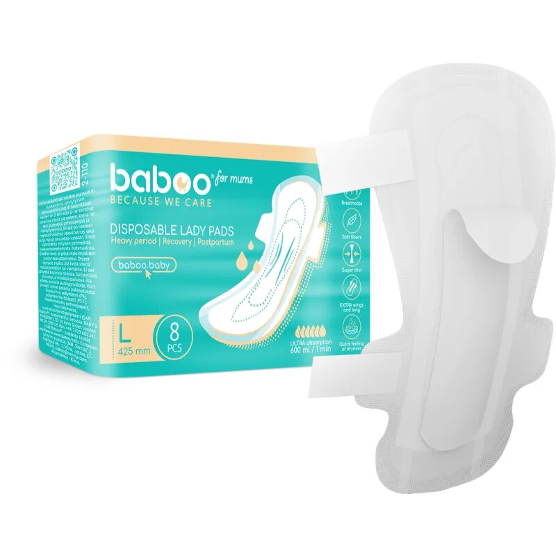 Baboo Postpartum Maternity Pads poporodni vložki za enkratno uporabo velikost L 8 kos