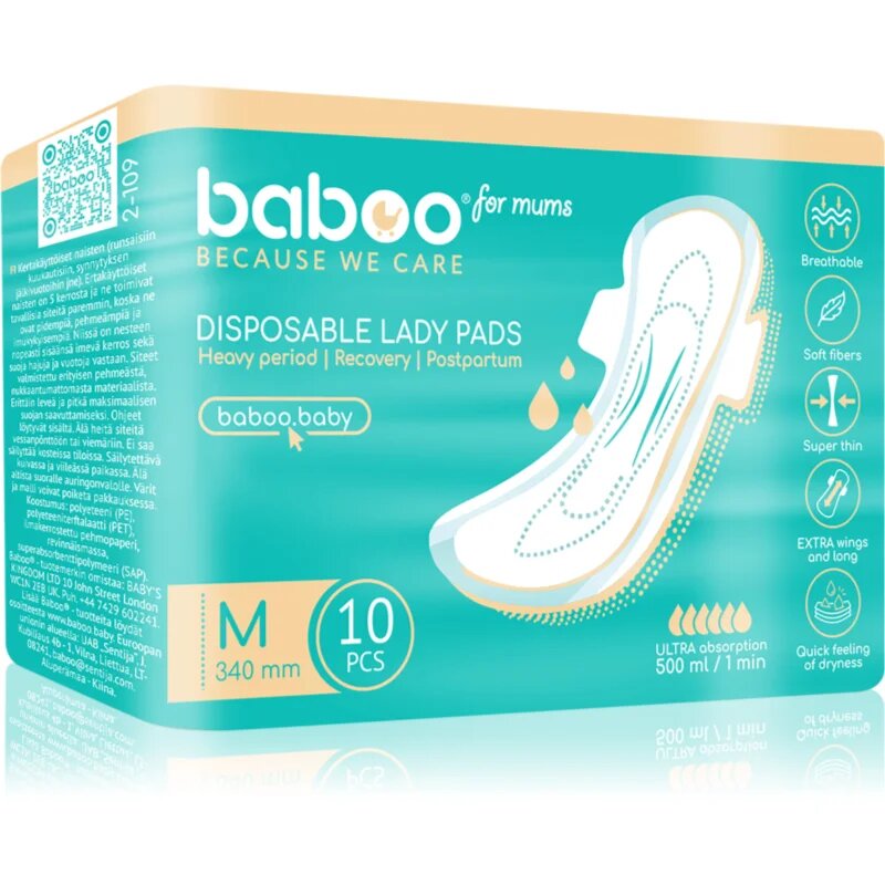 Baboo Postpartum Maternity Pads poporodni vložki za enkratno uporabo velikost M 10 kos