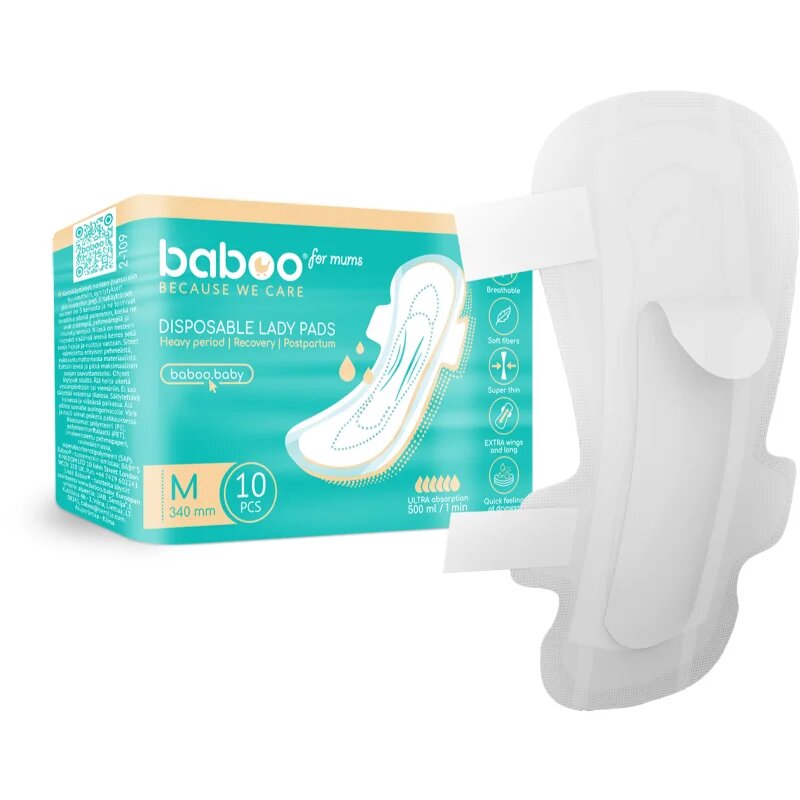 Baboo Postpartum Maternity Pads poporodni vložki za enkratno uporabo velikost M 10 kos