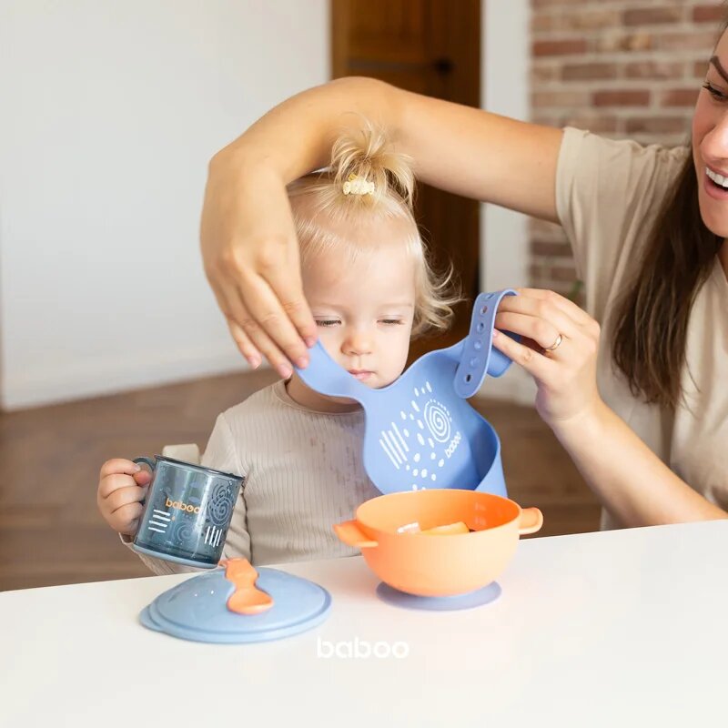 Baboo Silicone Bib slinček Blue Haze 4m+ 1 kos