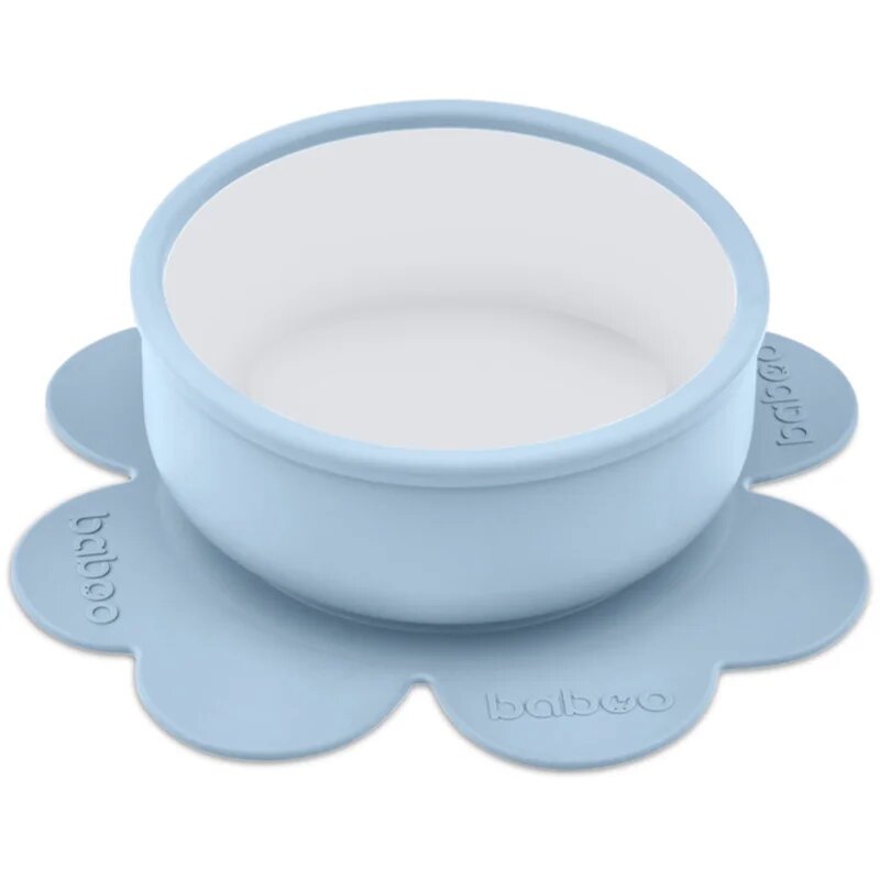 Baboo Silicone Bowl silikonska posoda s priseskom Blue Haze 6m+ 1 kos