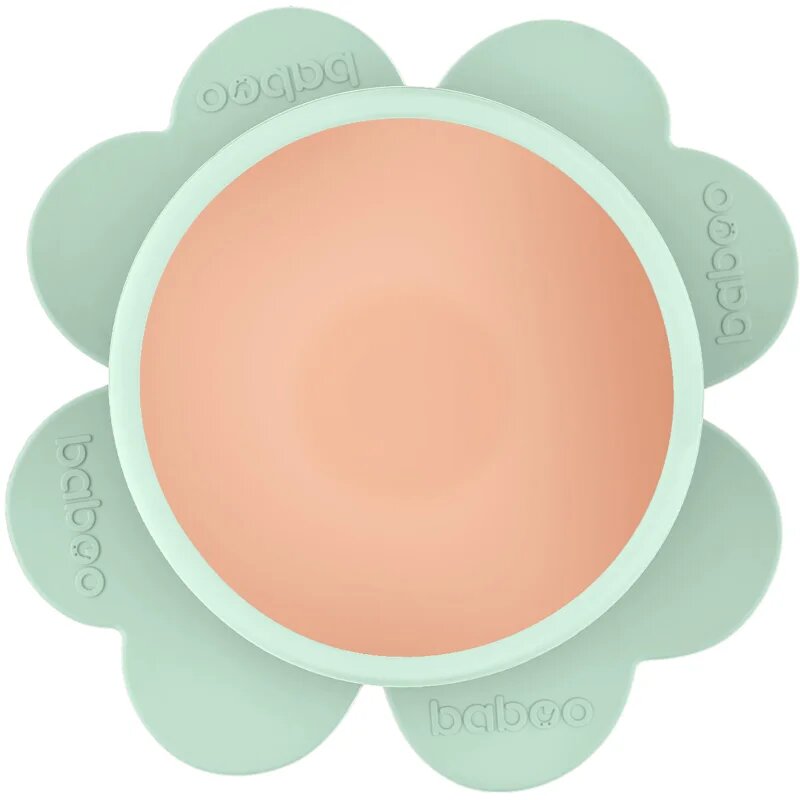 Baboo Silicone Bowl silikonska posoda s priseskom Peachy Keen 6m+ 1 kos