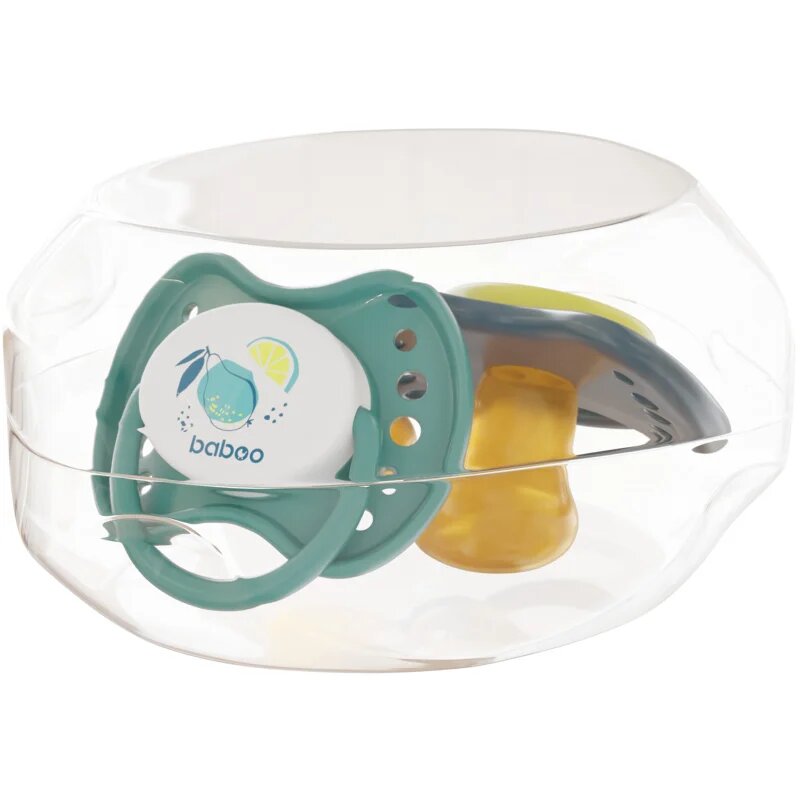 Baboo Soothers Orthodontic Latex with Case duda Lagoon Fiesta 6-12 m 2 kos