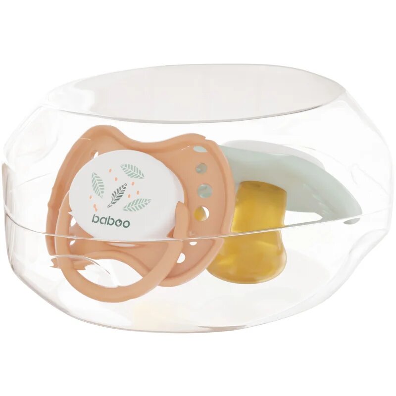 Baboo Soothers Orthodontic Latex with Case duda Peachy Keen 0-6 m 2 kos
