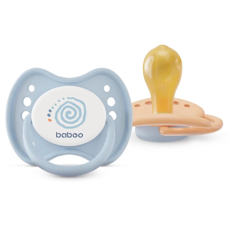 Baboo Soothers Round Latex with Case duda Blue Haze 6-12 m 2 kos