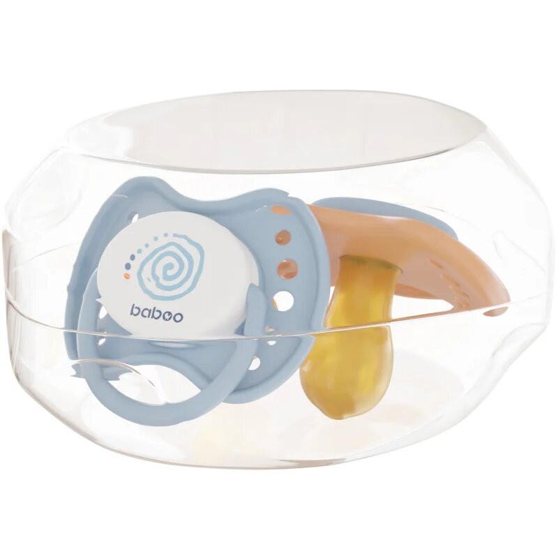 Baboo Soothers Round Latex with Case duda Blue Haze 6-12 m 2 kos